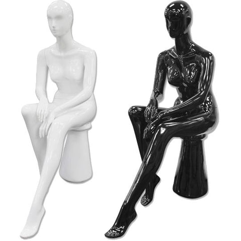 AF-191 Glossy Abstract Female Egghead Sitting Mannequin with Pedestal - DisplayImporter
