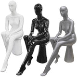 AF-191 Glossy Abstract Female Egghead Sitting Mannequin with Pedestal - DisplayImporter