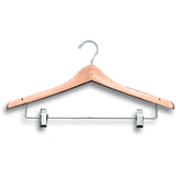AF-H300 17" Notched Wood Suit Hanger with Clips - Pack of 100