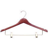 AF-H300 17" Notched Wood Suit Hanger with Clips - Pack of 100