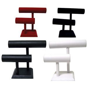 DS-001 Double T-Bar Leatherette/Velvet Jewelry Display for Bracelets, Cuffs, Watches - DisplayImporter