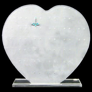 DS-022 Frosted Clear Heart Earrings Jewelry Display Stand