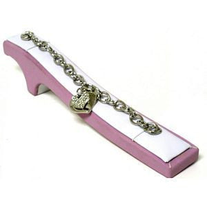 DS-049 Pink and White Leatherette Single Bracelet Jewelry Display Ramp - DisplayImporter