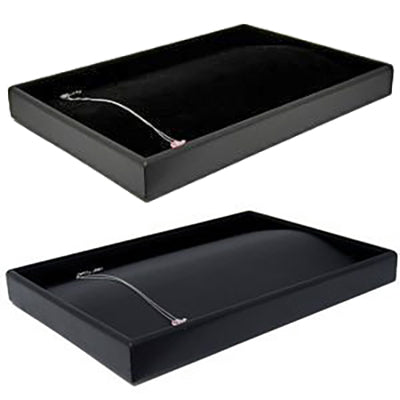 DS-068 22 Tab Leatherette/Velvet Curved Jewelry Display Tray