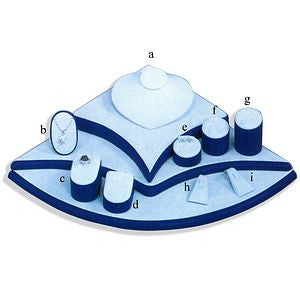 DS-085 Blue & White Leatherette Jewelry Display Set - DisplayImporter