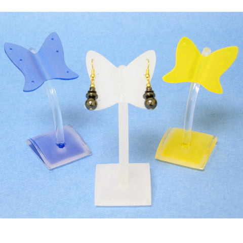 DS-123 Frosted Acrylic Butterfly Earrings Jewelry Display with Curved Base & Rod