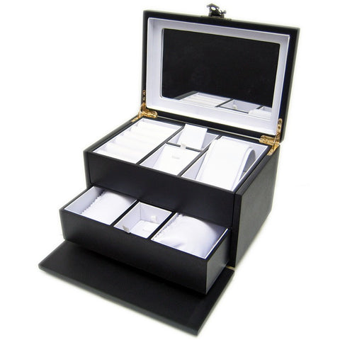 DS-137 Swing Latch Black Hardwood Jewelry Box
