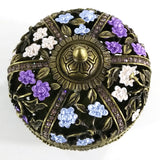 PB-004 Carved Eastern Inspired Decorative Enamel Trinket Box, Jewelry Box Container - DisplayImporter