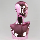 MN-442 Chrome Female Abstract Mannequin Head Display with Pierced Ears - DisplayImporter