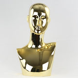 MN-441 Chrome Female Abstract Mannequin Head Display with Pierced Ears - DisplayImporter