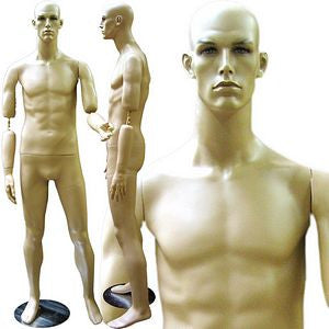 MN-136 Male Realistic Mannequin with Flexible Bendable Arms and Free Wig - DisplayImporter