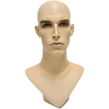 MN-175 V-Neck Male Fleshtone Mannequin Head Form with Realistic Features - DisplayImporter