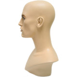 MN-175 V-Neck Male Fleshtone Mannequin Head Form with Realistic Features - DisplayImporter