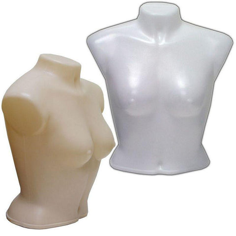 MN-188 Armless Round Body Plastic Female Upper Torso Mannequin - DisplayImporter