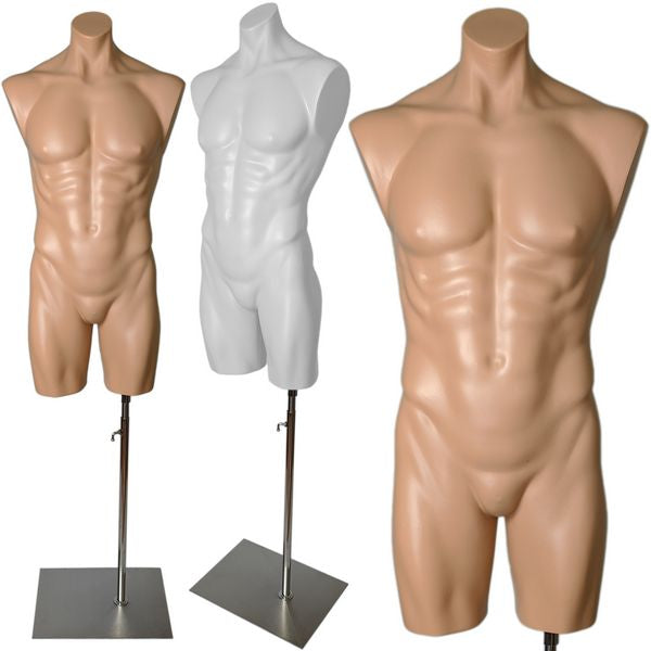 MN-193 Male Plastic Armless Round Body Torso Mannequin Dress Form