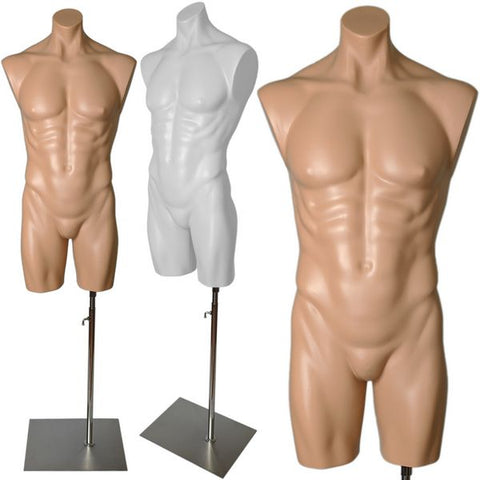 MN-247 Plastic Half Body Male Upper Torso Countertop Mannequin Form wi –  DisplayImporter