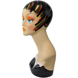 MN-202 Female Mannequin Head Form with Colorful Vintage Style Painted Look - DisplayImporter