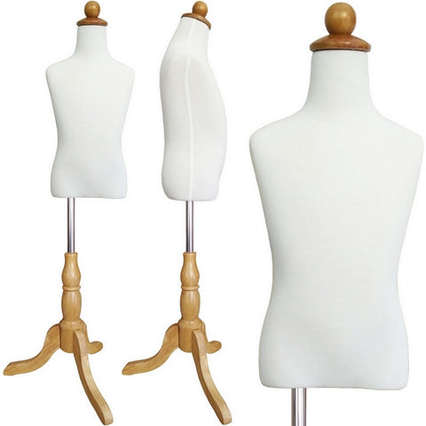 MN-284 Children's French Dress Form with Adjustable Wood Tripod Base (Size 6-8 Medium) - DisplayImporter