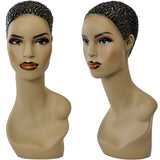 MN-303 African American Female Mannequin Head Form with Pierced Ears - DisplayImporter