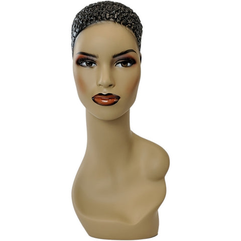 African Bald Mannequin Head Black 22inch Female Manikin Mode