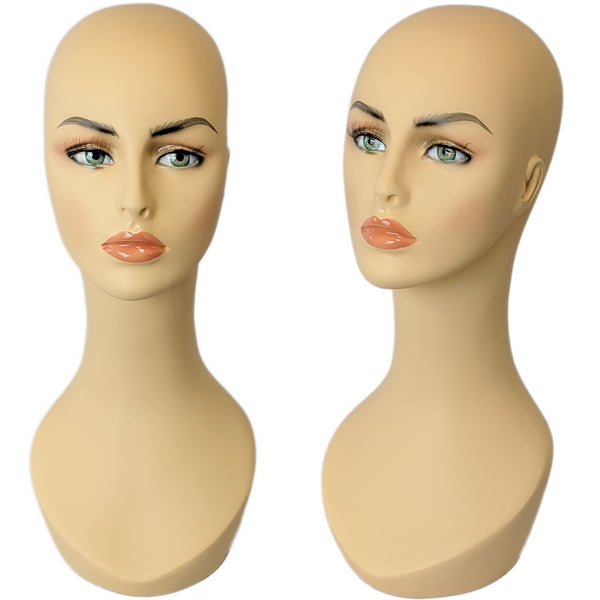 MN-318 Female Mannequin Head Display with Stylish Long Neck and Pierced Ears - DisplayImporter