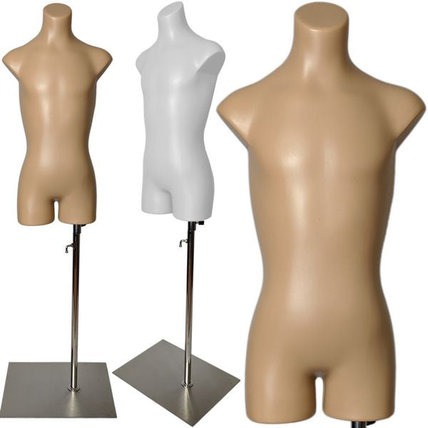 MN-362 Child Plastic Preteen Armless Torso Mannequin Dress Form (Sizes 10-12 Large) - DisplayImporter