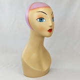 MN-381A (#C111) Whimsical Vintage Style Pink Hair Female Mannequin Head Form