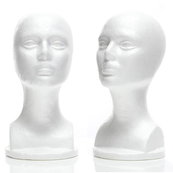 MN-434LTP Female Styrofoam Mannequin Head Bust (LESS THAN PERFECT, FINAL SALE) - DisplayImporter