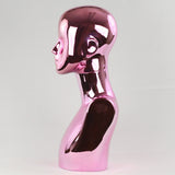 MN-442LTP #P Chrome Pink Female Abstract Mannequin Head Display with Pierced Ears (LESS THAN PERFECT, FINAL SALE)