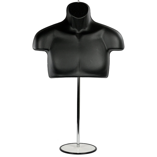 MN-447 Male Half Body T-Shirt Torso Mannequin Form w/ Adjustable Stand - DisplayImporter