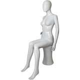 MN-451 Glossy Plastic Female Egghead Sitting Mannequin with Pedestal - DisplayImporter