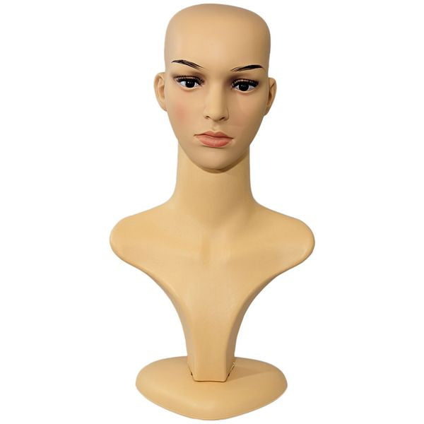 MN-596 Female Plastic Realistic Face Mannequin Head Wig Hat Display