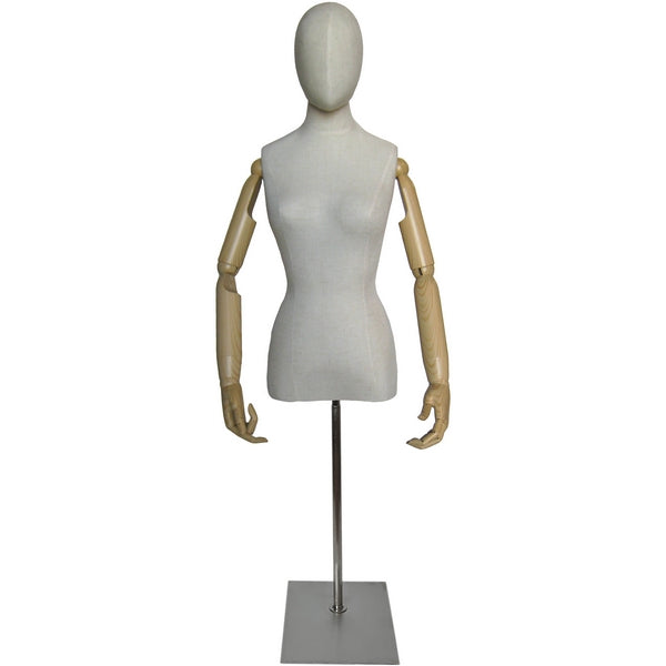 MN-602 Female Egghead Dress Form with Articulate Arms - DisplayImporter