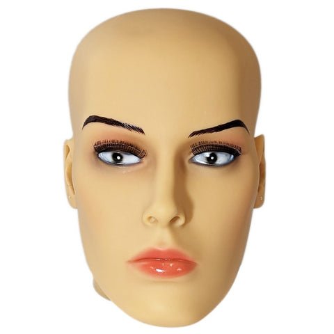 MN-S7LTP Plastic Female Realistic Head Attachment for Mannequins/Forms, has Pierced Ears (LESS THAN PERFECT, FINAL SALE)