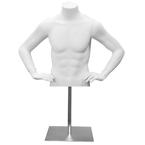 AF-132 Countertop Headless Male Half Torso Mannequin Form with Arms and Base - DisplayImporter