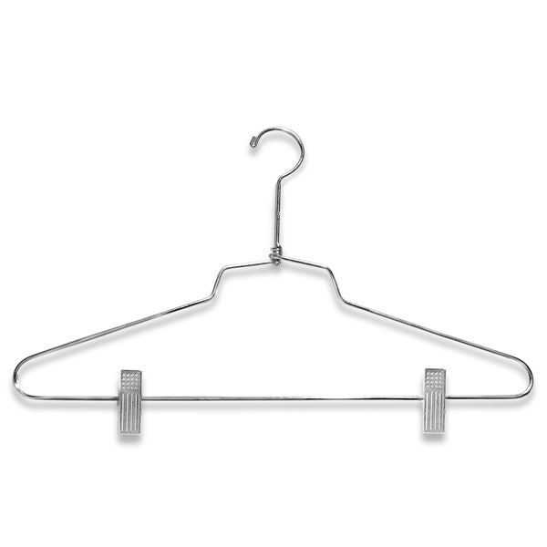 AF-H9206 16" Chrome Suit Hangers with Clips - Pack of 100 - DisplayImporter