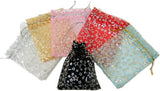 BG-022 Stars and Moons Satin Mesh Organza Drawstring Pouch - 5.91" H x 4.72" W - DisplayImporter