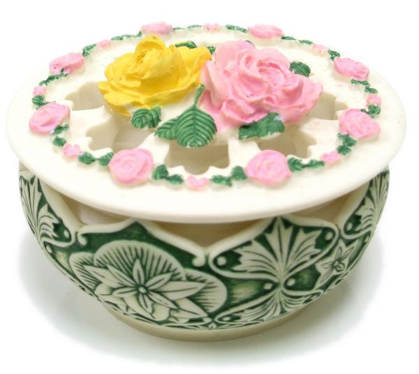 BX-037 Circle of Roses Polyresin Jewelry Container with Lid - DisplayImporter