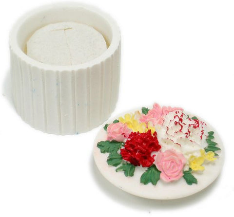 BX-043 Carnations & Roses Round Mini Polyresin Jewelry Container with Lid - DisplayImporter