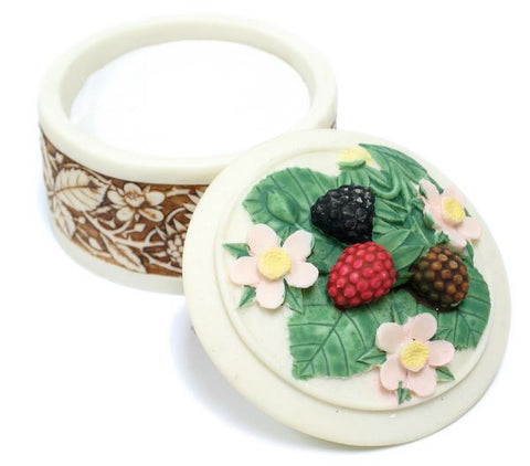BX-045 Wild Berries Large Round Polyresin Jewelry Container with Lid - DisplayImporter