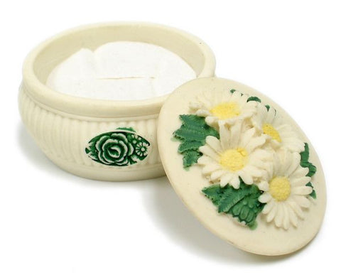 BX-049 4 Daisies Mini Polyresin Oval Jewelry Container with Lid - DisplayImporter