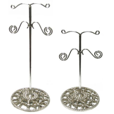 DS-111 Arched 2-Tiered Metal "T" Rod & Base Earring Jewelry Display Stand Set - DisplayImporter