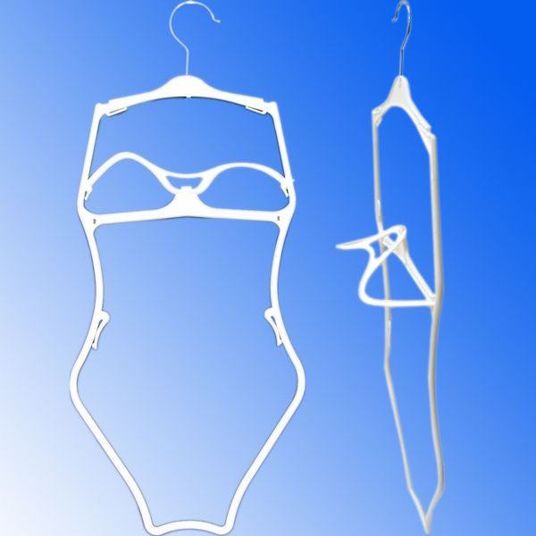 HG-016 White Economy 3 Dimensional Plastic Frame Swimsuit, Bikini, Lingerie Hanger - DisplayImporter