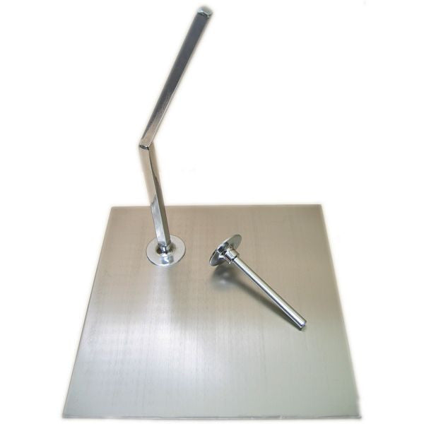 MA-008 Silver-Toned Square Metal Base for Mannequin with 0.5" D Calf & Sole Rod - DisplayImporter