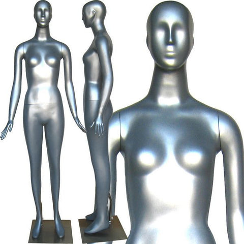 Female Sports Mannequin - Light Metallic Grey