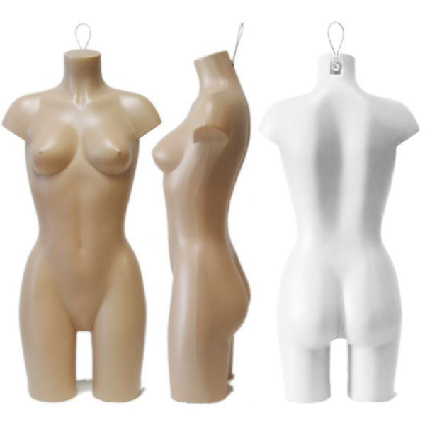 MN-220 3/4 Female Round Body Hanging Plastic Mannequin Form - DisplayImporter