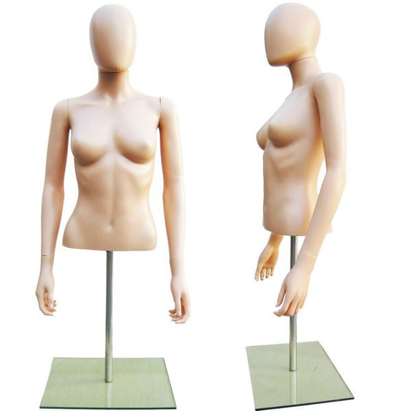 MN-246 Plastic Half Body Female Upper Torso Countertop Mannequin Form with Removable Head - DisplayImporter