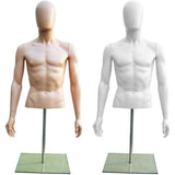 MN-247 Plastic Half Body Male Upper Torso Countertop Mannequin Form with Removable Head - DisplayImporter