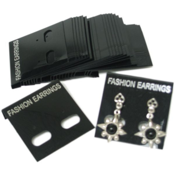 PG-017 100 pcs Black Plastic Hanging Earring Jewelry Cards 1.6" x 1.6" - DisplayImporter