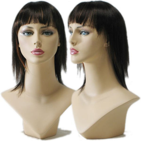 WG-030 Straight Black Female Wig with Highlights - DisplayImporter